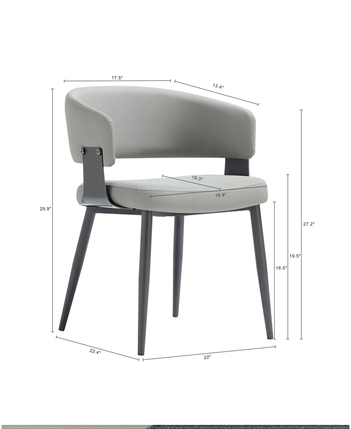 Manhattan Comfort Luce Textured 22.9" Leatherette Upholstered Dining Chair In Gray