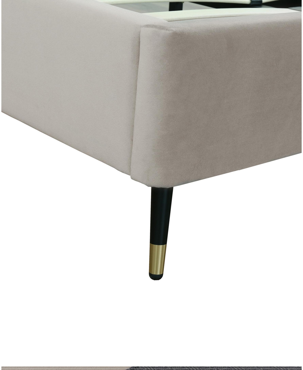 Manhattan Comfort Crosby Modern Twin-size Velvet Upholstered Bedframe And Headboard In Gray