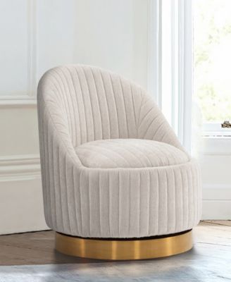 Leela Modern 31.5" Chenille Upholstered Swivel Accent Chair