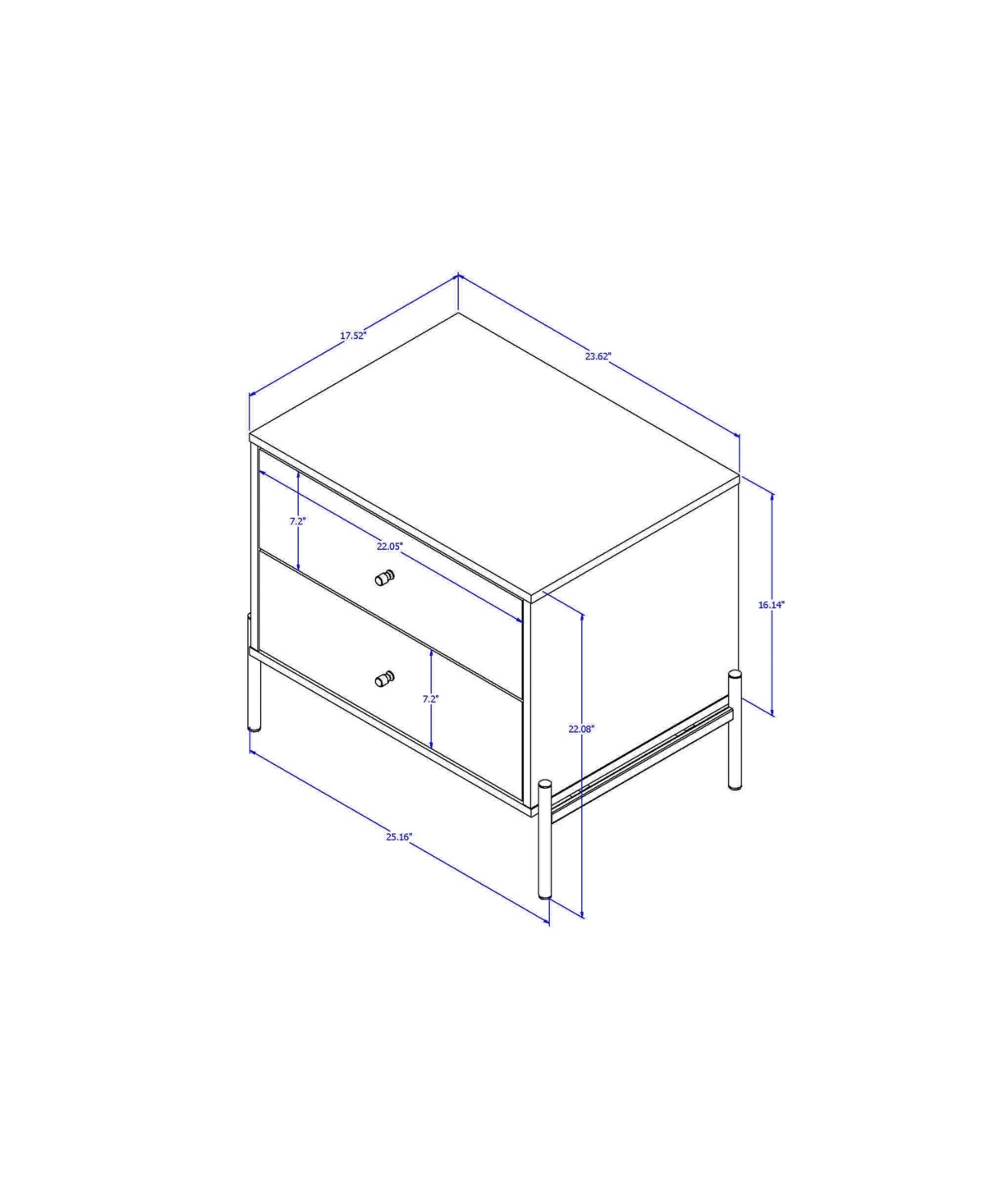Manhattan Comfort Jasper 22.08" Wood 2-drawer Nightstand In Gray