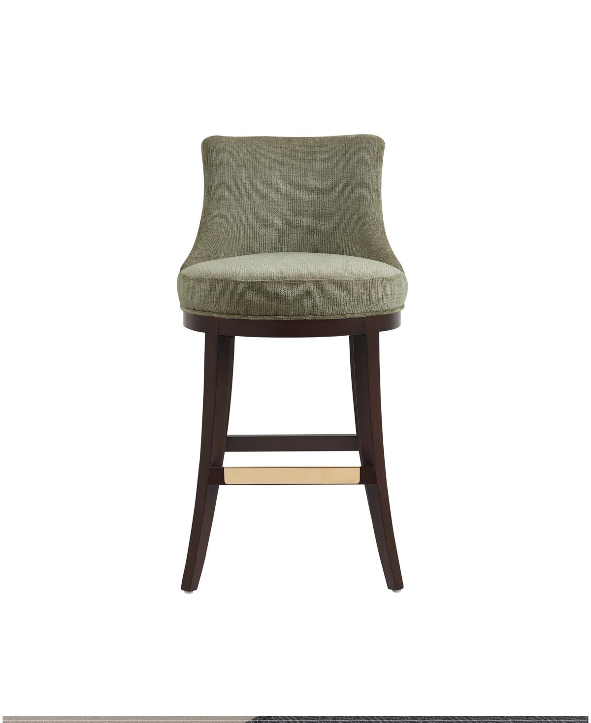 Manhattan Comfort Lucia 40.2" Chenille Upholstered Barstool In Green