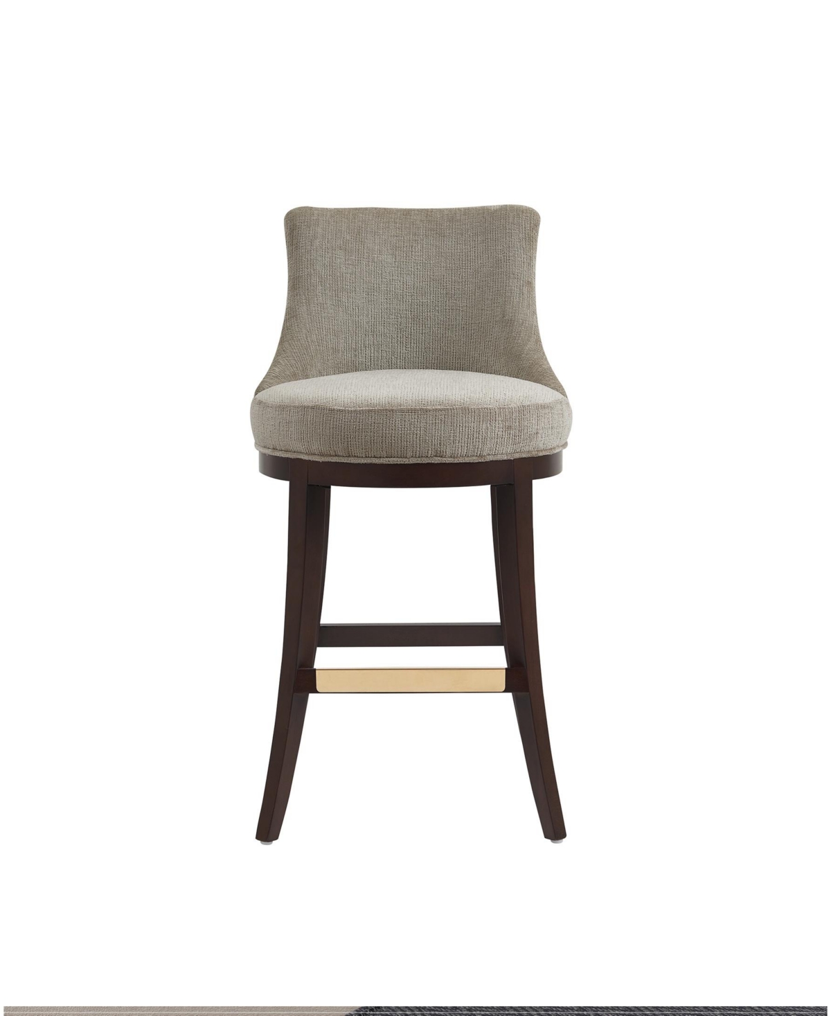 Manhattan Comfort Lucia 40.2" Chenille Upholstered Barstool In Gray