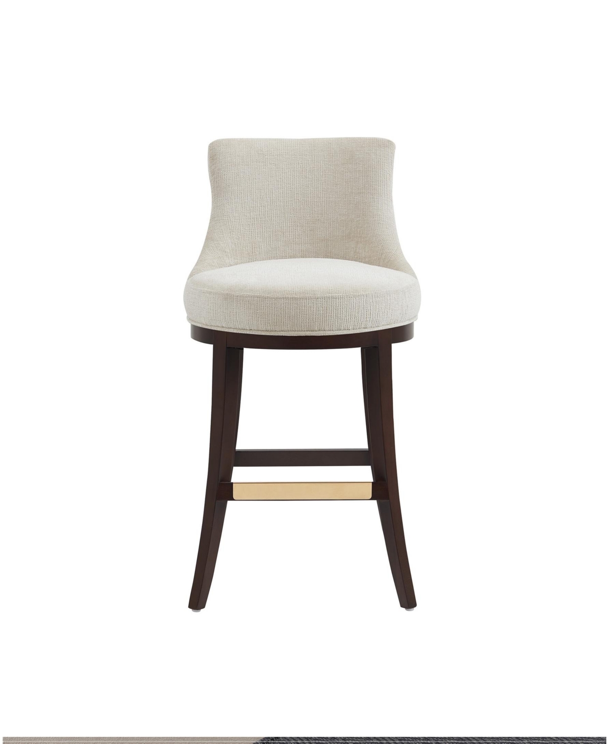 Manhattan Comfort Lucia 40.2" Chenille Upholstered Barstool In Brown