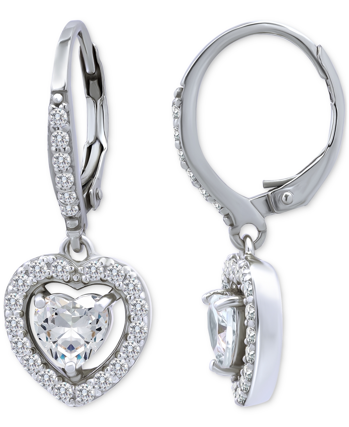 Giani Bernini Heart Drop Earrings (2-1/8 Ct. T.w.) In Sterling Silver, Macy's Exclusive In Silver