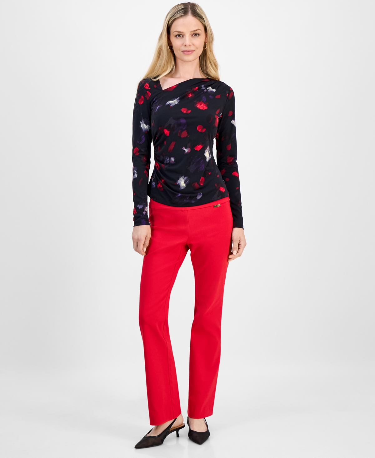 I.n.c. International Concepts Petite Printed Asymmetric Top, Macy's Exclusive