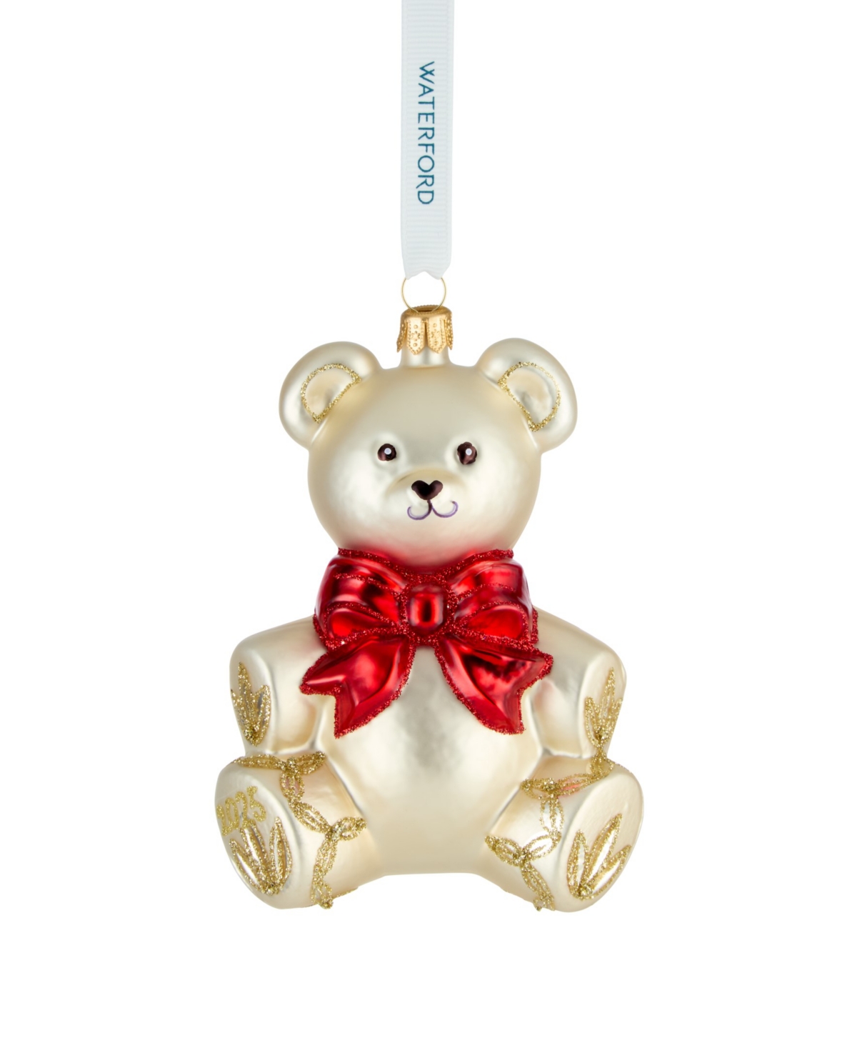 Waterford Holiday Heirlooms First Teddy Glass Ornament In Gold