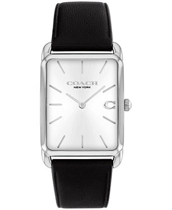 Men's Elliot Black Leather Strap Watch, 32 x 36mm