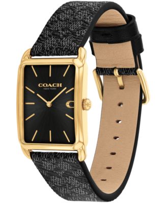 Men's Elliot Black Leather Strap Watch, 32 x 36mm