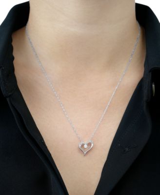 Diamond Heart Pendant Necklace (1/10 ct.t.w.) in 10k White Gold