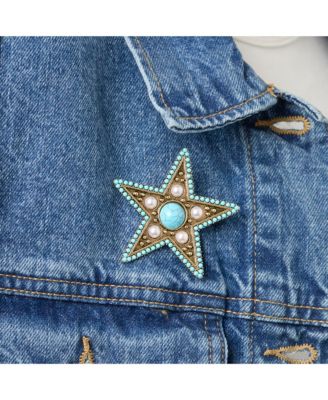 Turquoise Star Pin with Crystal Accents