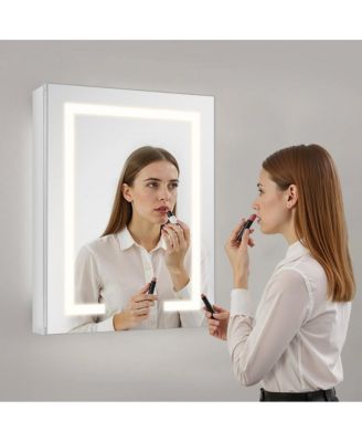 Lighted Medicine Cabinet with 2-Side Mirrors for Recessed Wall Mount