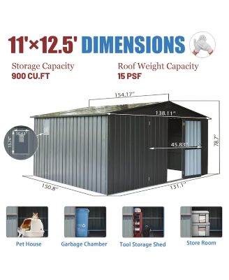 12.5-ft x 11-ft Galvanized steel Storage Shed