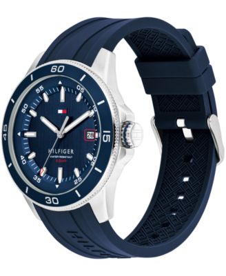 Men's Quartz Blue Silicone Strap Watch, 43mm
