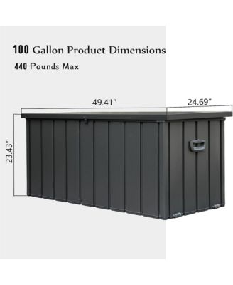 100-Gallon Outdoor Storage Deck Box 100-Gallon Dark Gray Metal Deck Box