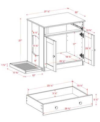 100% Solid Wood Ziva 2-Door Cat Litter Box Enclosure with Litter Catch