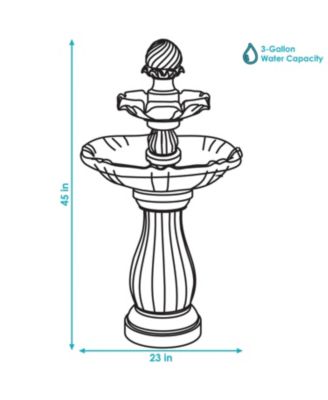 45" H Outdoor Arcade 2-Tier Solar Water Fountain with Battery Backup and LED Light