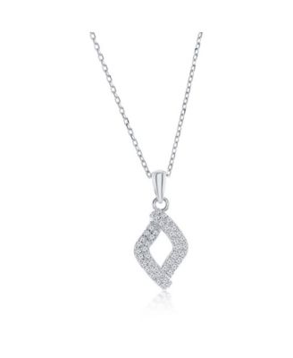 Sterling Silver, Pave CZ Marquise Necklace & Earrings Set