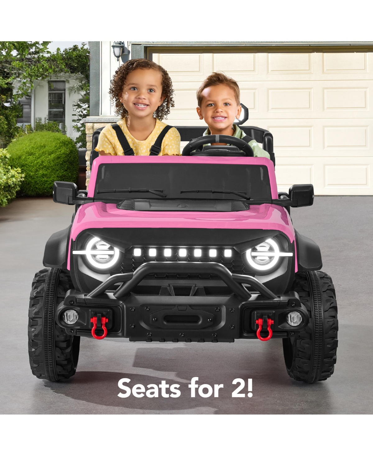 Best Choice Products Kids 24V 2-Seater Electric Ride-On Car Truck w/ Parent Control, Bluetooth, Led Lights