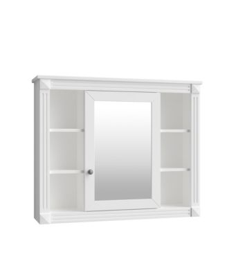Wall-Mount Storage Cabinet with Mirror and 6 Open Shelves for Bathroom