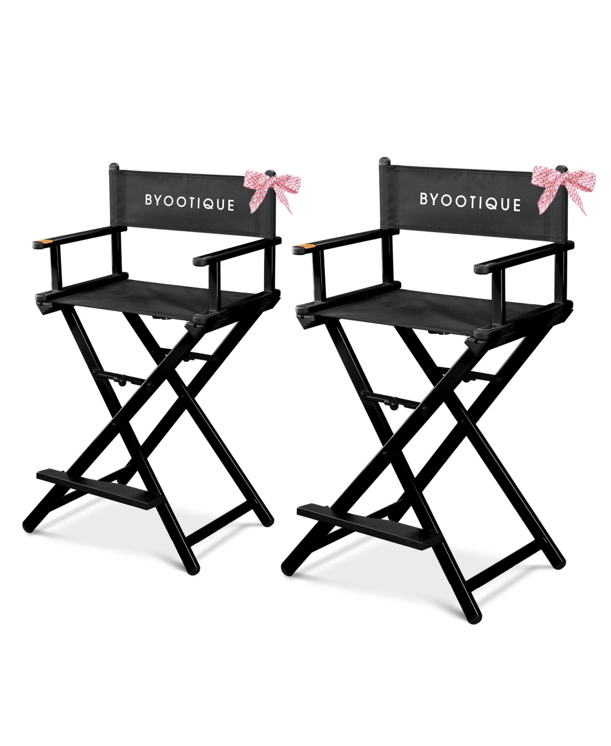 Byootique 28" Height Tall Director Chair Folding Artist Makeup Salon 2 Pack