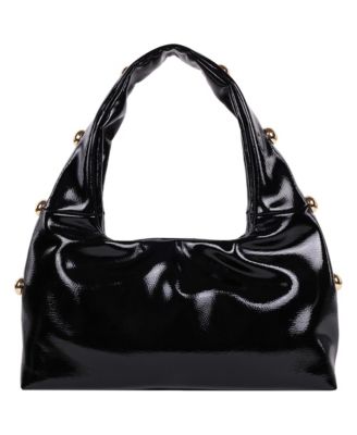 Studded Shoulder Bag in Crackled Finish