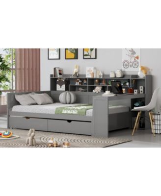 Wooden Daybed with Storage & Desk