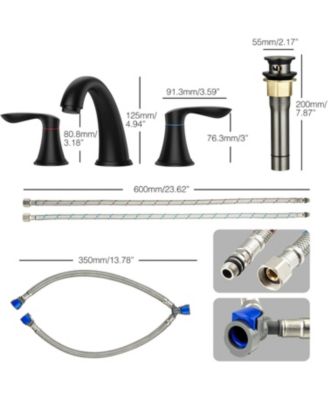 Bathroom Faucet, 8 Inch Bathroom Faucets for Sink 3 Hole, Widespread Matte Black Bathroom Faucet with Pop up Drain and cUPC Lead-Free Hose
