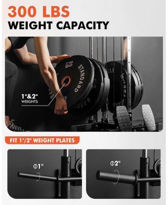 Wall Mount Cable Station, Cable Crossover Machine with 18 Positions Dual Pulley System for Home Gym Fitness Equipment