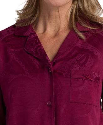 Women's 2-Piece Notch Collar Top and Pull-On Pants Pajama Set