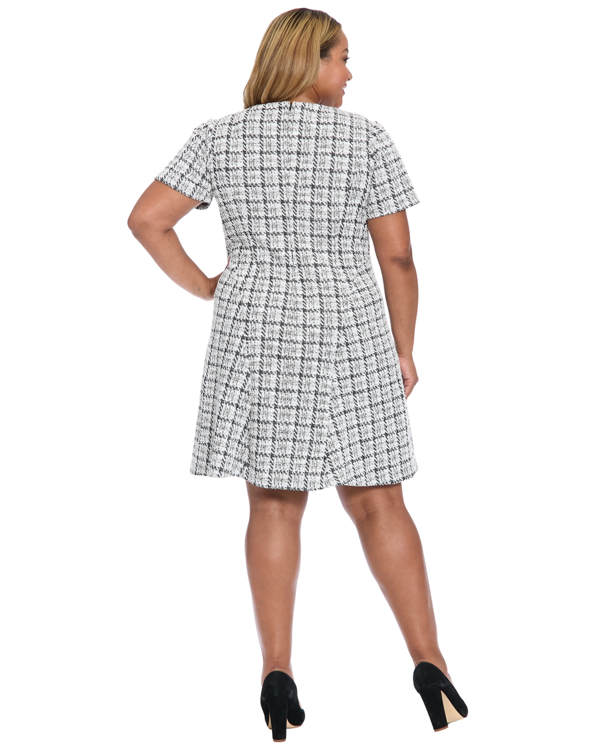 London Times Plus Size Crewneck Short Sleeve Dress In Animal Print