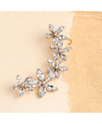 Women's Silver  Embellished Cluster Earcuff Earrings