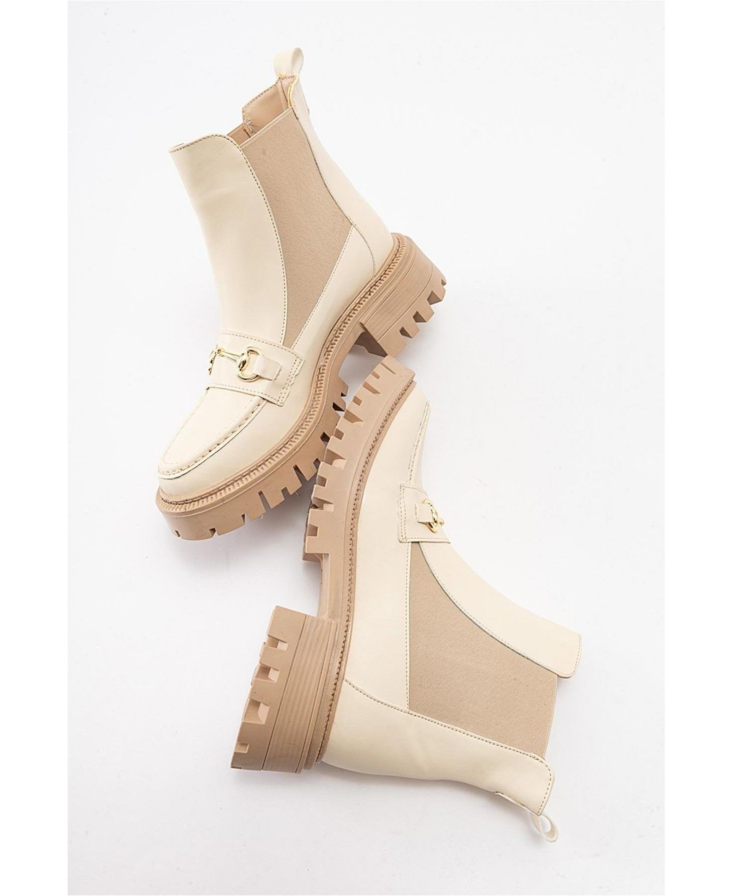 Женские ботинки Prologue Shoes Vesper Buckled Chelsea, цвет: Бежевая искусственная кожа — фото 2