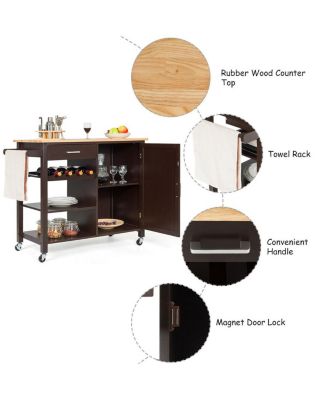 4-Tier Wood Kitchen Island Trolley Cart Storage Cabinet