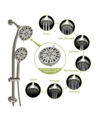 Multi Function Dual Shower Head - Shower System with 4.7" Rain Showerhead, 7-Function Hand Shower, Adjustable Slide Bar,Brushed Nickel