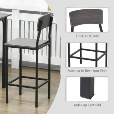 Bar Table Set for 4, Industrial Dining Table and Chairs Small Space