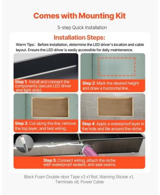  Shower Niche Stainless Steel Recessed Shelf with LED Strip