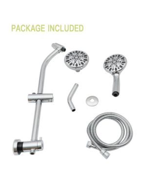 Multi Function Dual Shower Head - Shower System with 4.7" Rain Showerhead, 7-Function Hand Shower, Adjustable Slide Bar,Chrome