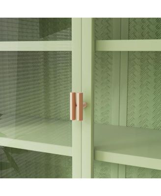 Modern Two-Door Wall Cabinet with Glass Doors and Three-Tier Storage