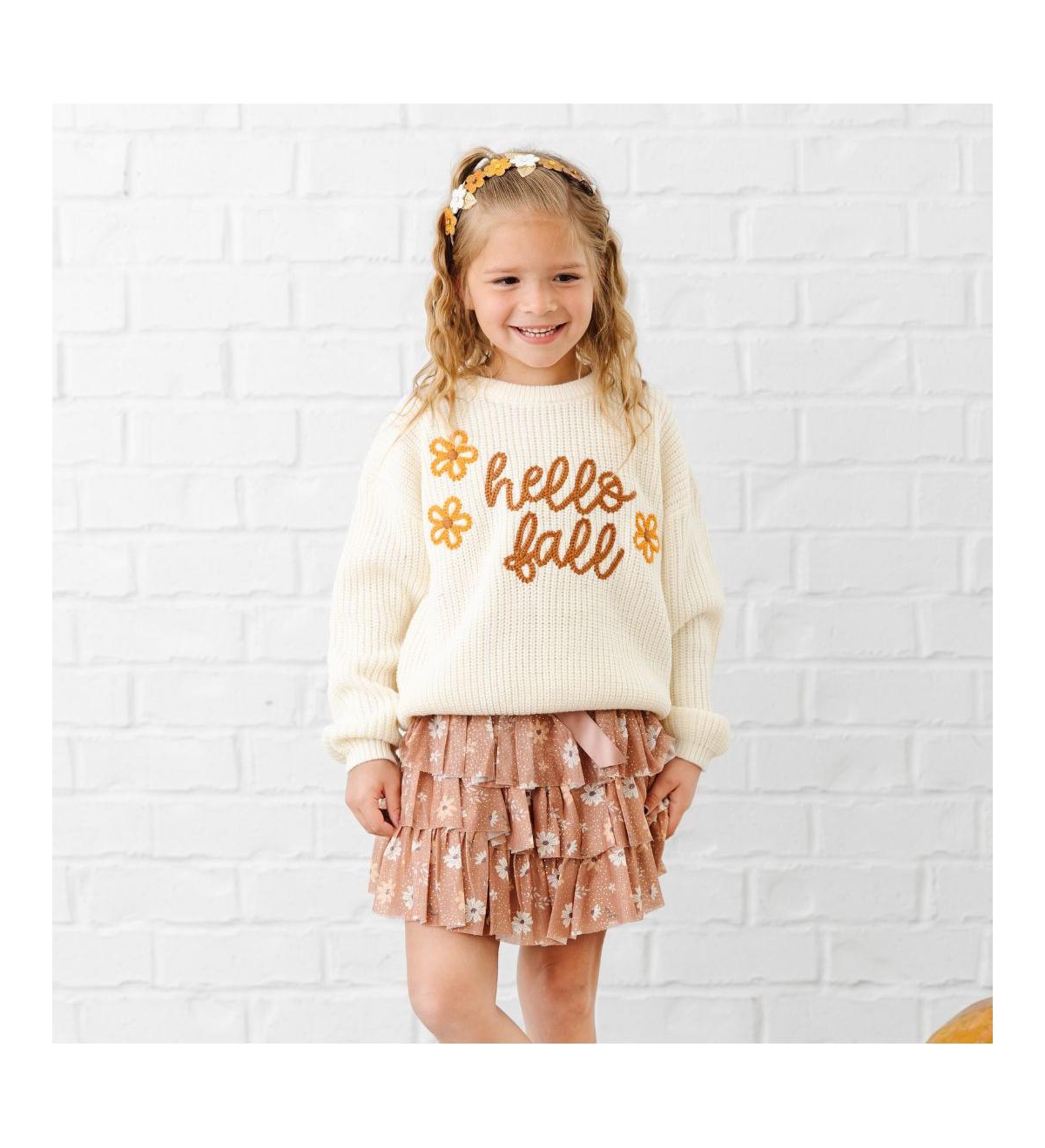 Sweet Wink Little and Big Girls Ditsy Fall Floral Printed Tiered Tutu Skirt