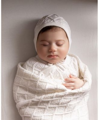 Baby Girls 3 Piece Baby Unisex "Simply Sweet" White 100% Cotton Knit Cardigan Set