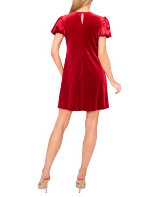 Women's Velvet Bubble-Sleeve Mini Dress