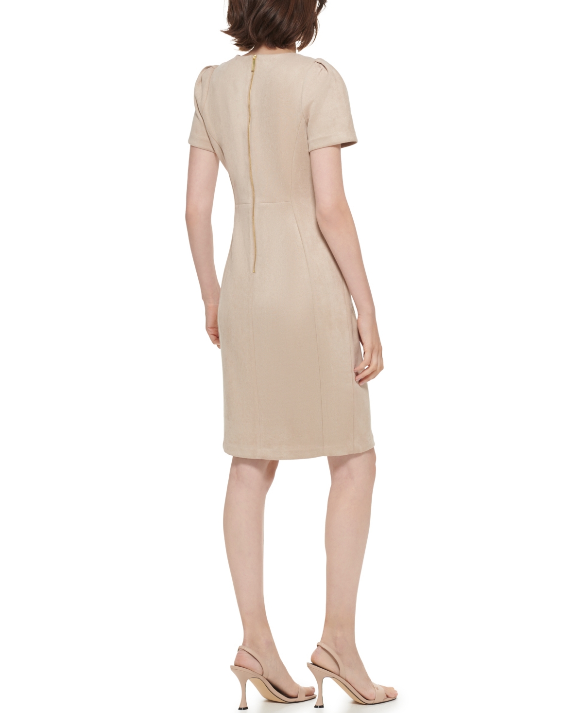 Calvin Klein Women's Crewneck Sheath Short Dress In Neutral