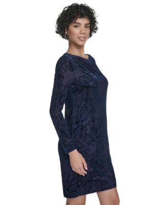 Women's Velvet Burnout Shift Dress