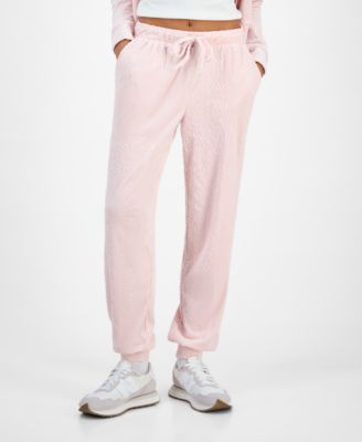 Juniors' Cable Knit Heart Velour Jogger Pants