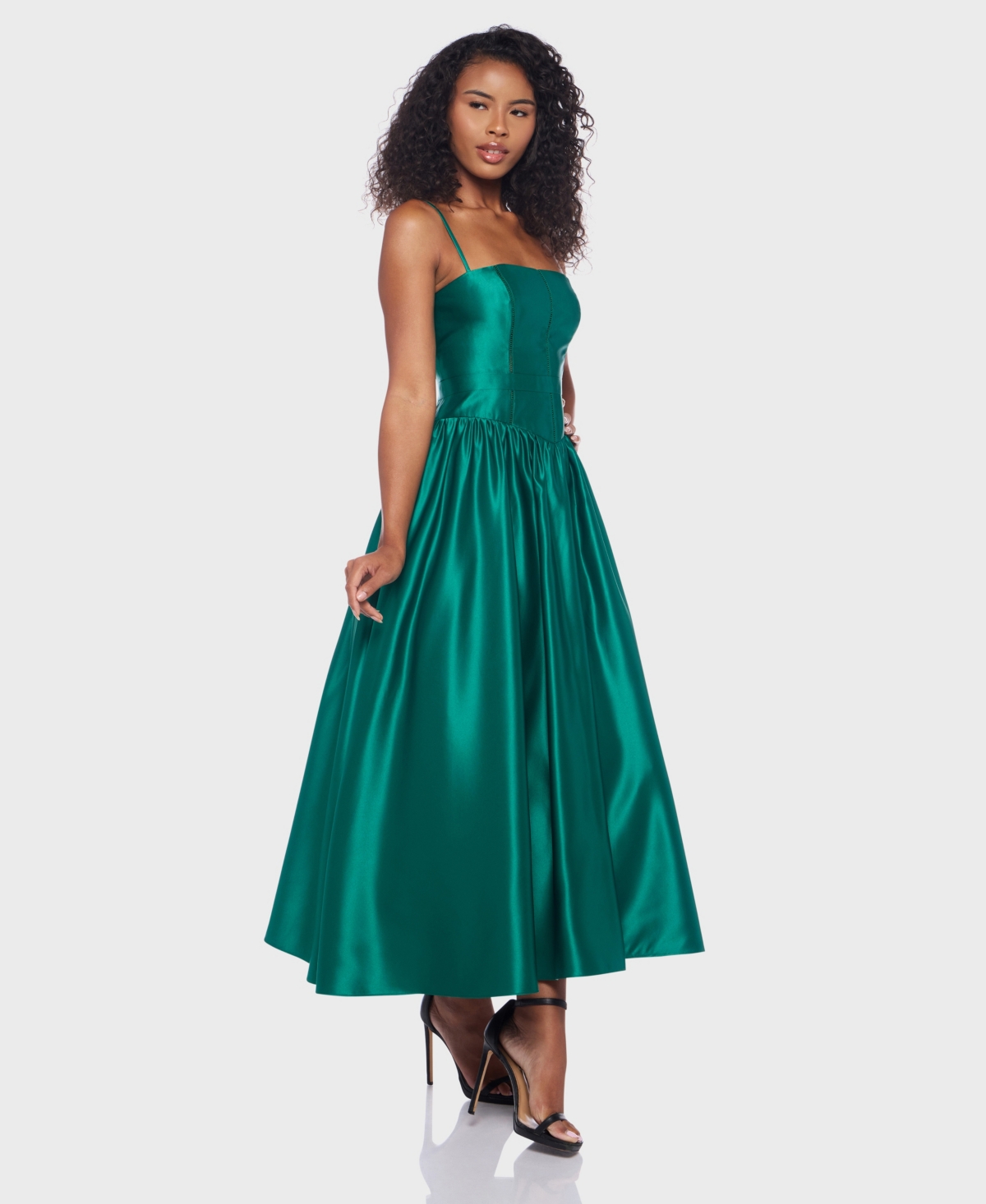 Alex & Sophia Juniors' Satin Corset Fit Flare Dress