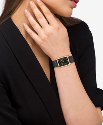 Men's Elliot Black Leather Strap Watch, 32 x 36mm