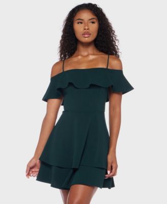 Juniors' Ruffled Off-The-Shoulder Dress