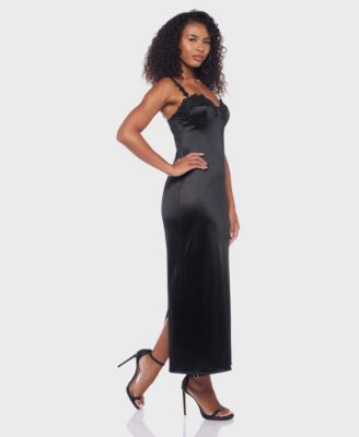 Juniors' Embroidered Lace Spaghetti Strap Midi Dress