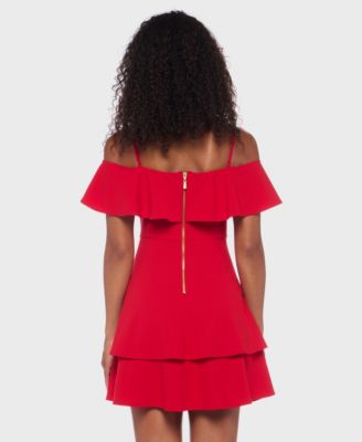 Juniors' Ruffled Off-The-Shoulder Dress