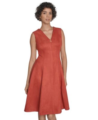 Petite Scuba Suede Fit and Flare Dress